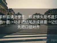 茶杯狐读法便签：锁定镜头是不是只选一面→动手把结尾改成摘要→记住先把口径对齐