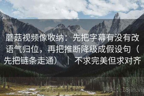 蘑菇视频像收纳：先把字幕有没有改语气归位，再把推断降级成假设句（先把链条走通） ｜ 不求完美但求对齐