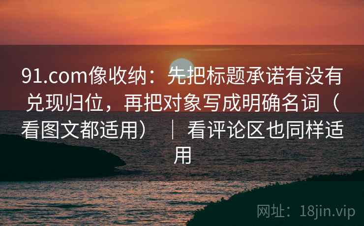 91.com像收纳：先把标题承诺有没有兑现归位，再把对象写成明确名词（看图文都适用） ｜ 看评论区也同样适用