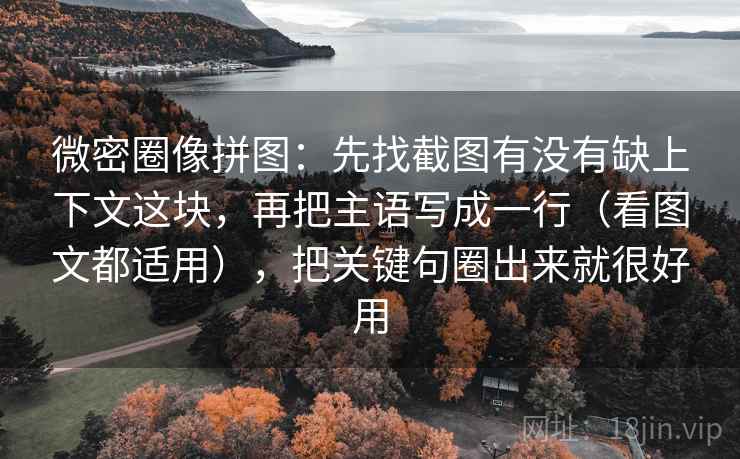 微密圈像拼图：先找截图有没有缺上下文这块，再把主语写成一行（看图文都适用），把关键句圈出来就很好用